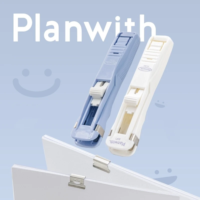 Planwith Push Paper Clip Pusher Set Smile Design Reusable Mini Binder for File Index Work Office Binding Tools School A7265