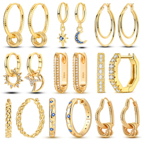 925 Silver Hoop Earring For Woman Rose Gold Yellow Pendientes Original Minimalist Earring Jewelry