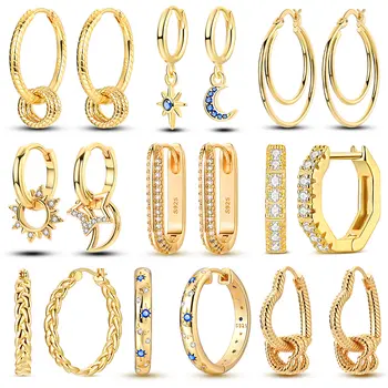 925銀耳環 女士玫瑰金黃色吊墜 原創簡約耳環首飾 8 最佳銷售 極簡耳環 - №7