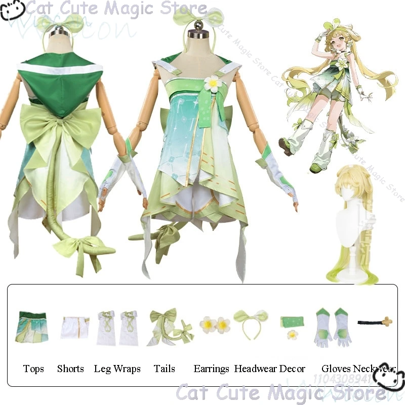 

Game Wuthering Waves Verina Cosplay Costume Wig Verina Hair Game Halloween Party Women Girls Elf Cute Dress Roleplay Outfit