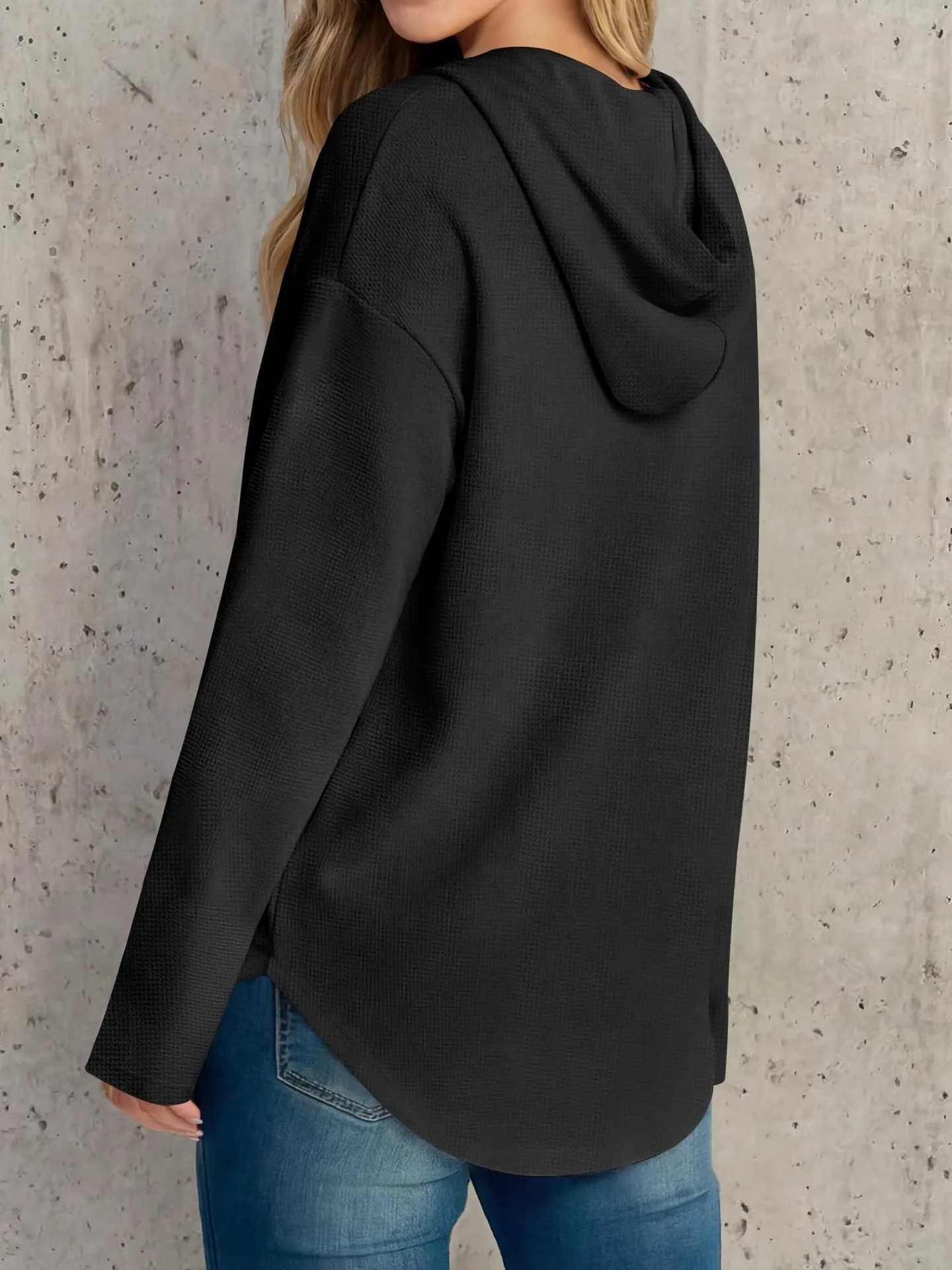 Casual Pullover Hoodie with V Neck Regular Length American and European Style Regular Sleeve Autumn Long Sleeve Women Hoodie