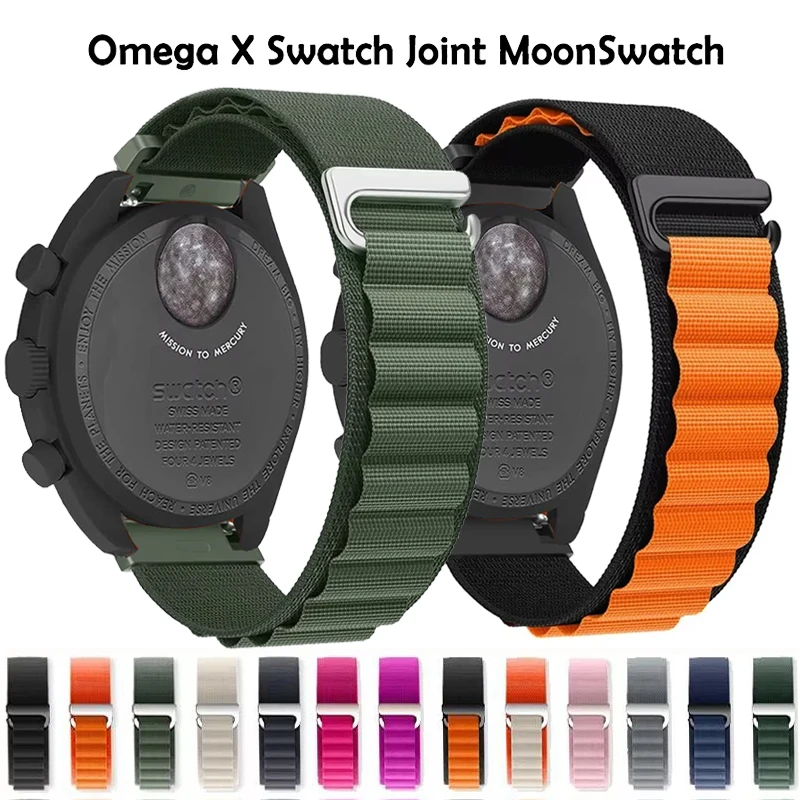 20 مللي متر الرياضة جبال الألب حلقة ل أوميغا X سواتش المشتركة MoonSwatch النايلون الفرقة ل أوميغا X سواتش MoonSwatch سوار كوريا اكسسوارات