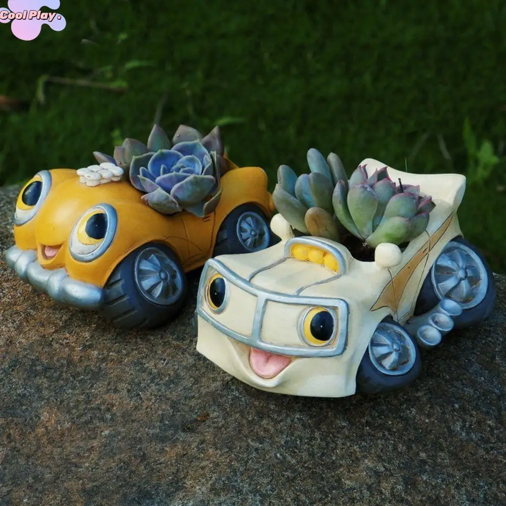 

Car Shaped Succulent Flower Pot All Weather Resistant Resin Cute Succulent Plants Pot Cacti Creative Cartoon Car Figurine Home