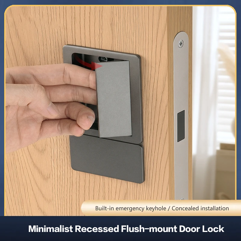 Minimalist Italian Recessed Flush Invisible Door Lock Magnetic Ultra Silent Handleless Single Latch For Bedroom Wood Door
