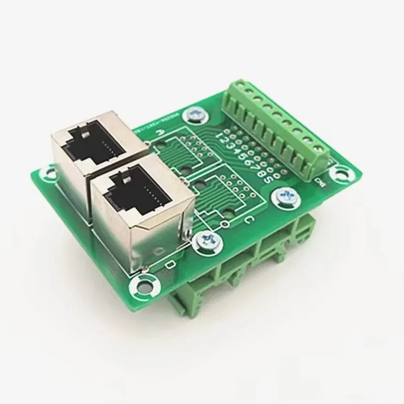 RJ45 Module,RJ45 8P8C Jack 2-Way Buss Breakout Board, Terminal Block, Connector.