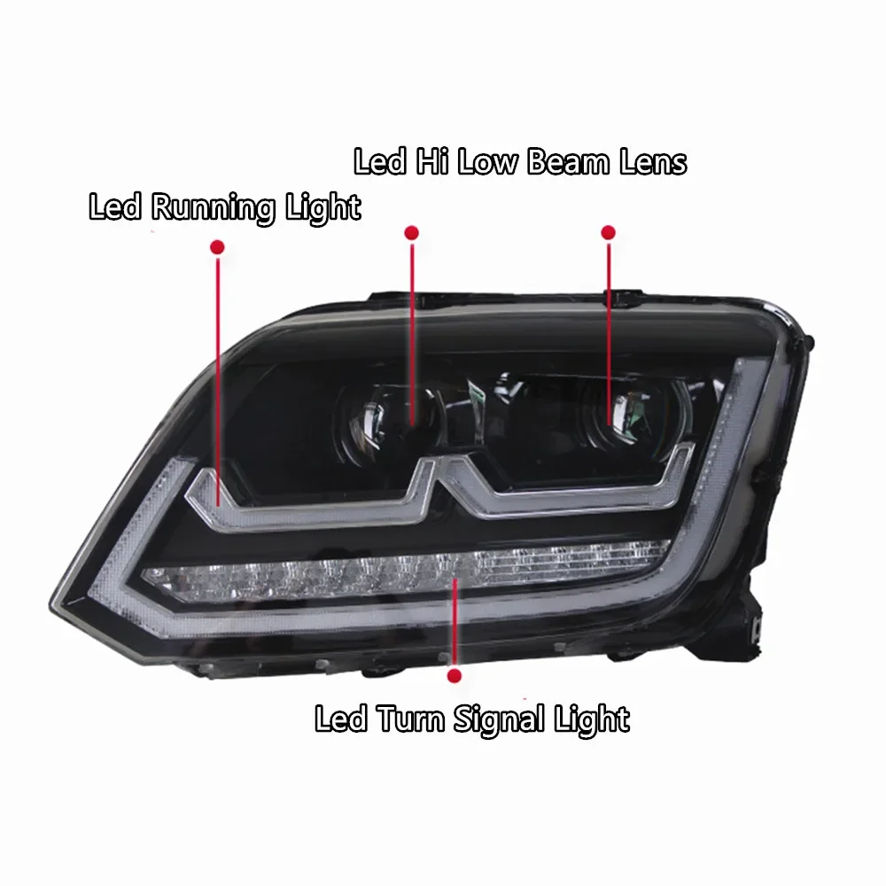 Car Led Headlights For Volkswagen Amarok 2010-2020 Pick-up LED DRL Upgrade Head Lamp Turn Signal Front Projector Bifocal Lens