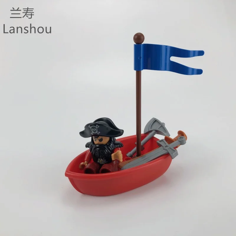 Mattoni di grandi dimensioni Adventure Ship Series compatibili grandi blocchi di costruzione pirati Treasure Island bambini ragazzi regali assemblaggio giocattoli