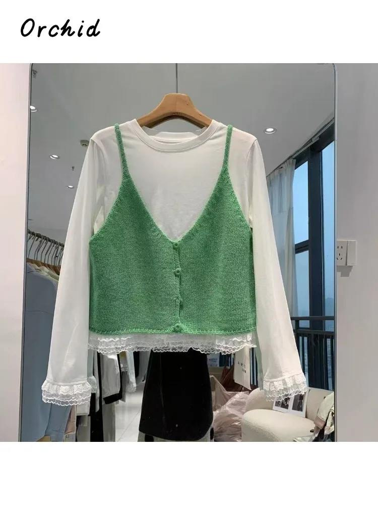 

Sweet Casual Knitting Sleeveless V-Neck Sweater Vest 2025 Winter Women Winter Chic Single Breasted Solid Color Slim Fit Jumpers