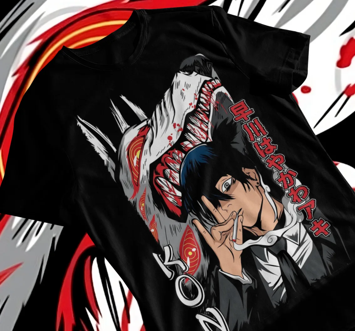 Aki Hayakawa Kon Denji Makima motosierra diablo Anime camiseta Anime camiseta