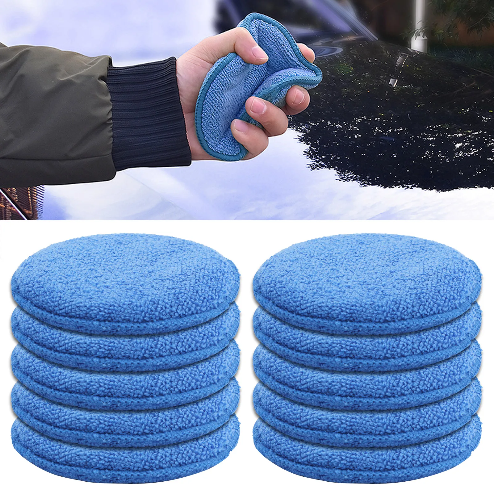 

10Pcs Clean Buffer Car Detaling Soft Vehicle Washing Accessories Foam Applicator Auto Wax Sponge Dust Remove Care Polishing Pad