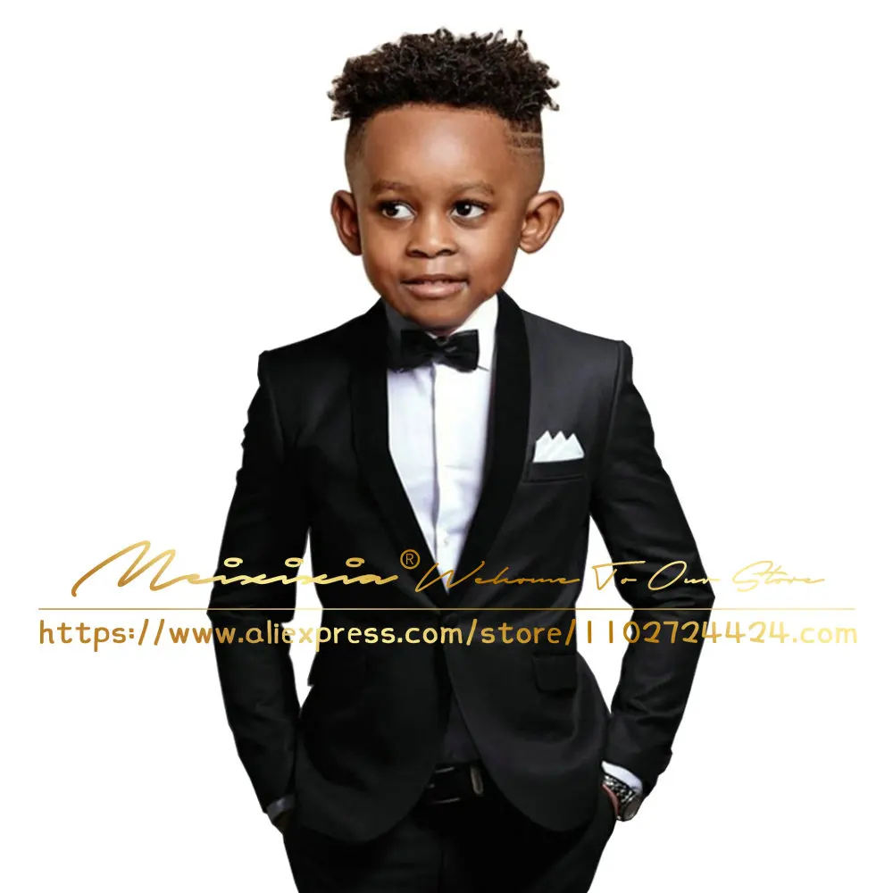 Gold Suit Boys Wedding Formal Jacket Pants 2 Piece Set Shawl Lapel Single Breasted Blazer Kids Formal Party Dress