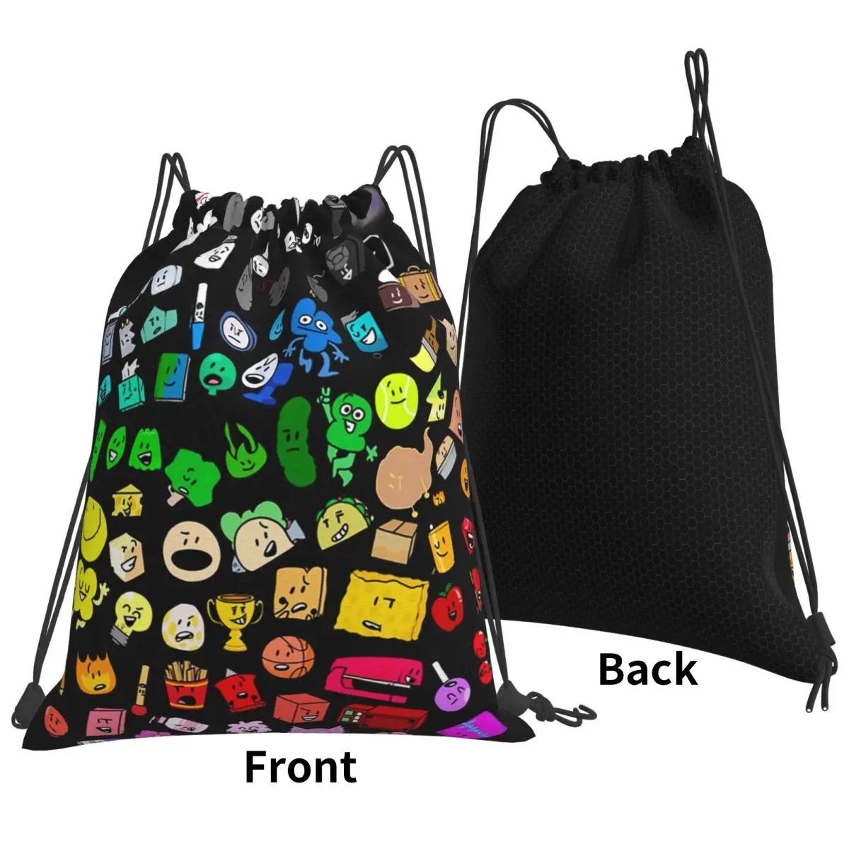 BFDI Inanimate Insanity All Character Backpacks Portable Drawstring Bundle Pocket Sports Bag Book Bags for Travel School