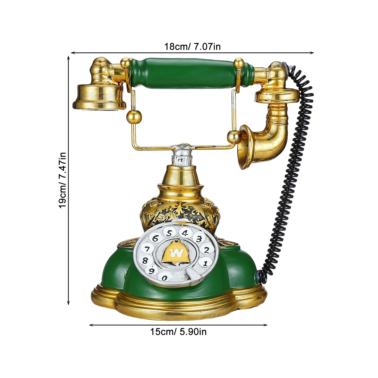 Retro Resin Telephone Desktop Decor Vintage Corded Classic Rotary Phone Home Office Hotel Ornament Phone Accent view 4