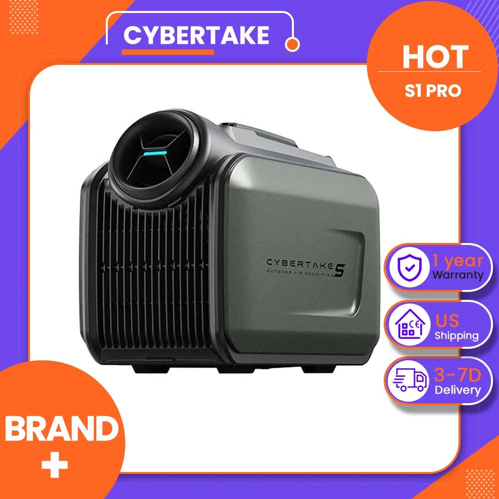 CYBERTAKE S1 Pro 12V Battery Powered Inverter Mobile Air Conditioner - Portable AC Unit for Outdoor Camping, Tent, Car, Truck, RV, Off-Grid Cooling with Low Power Consumption