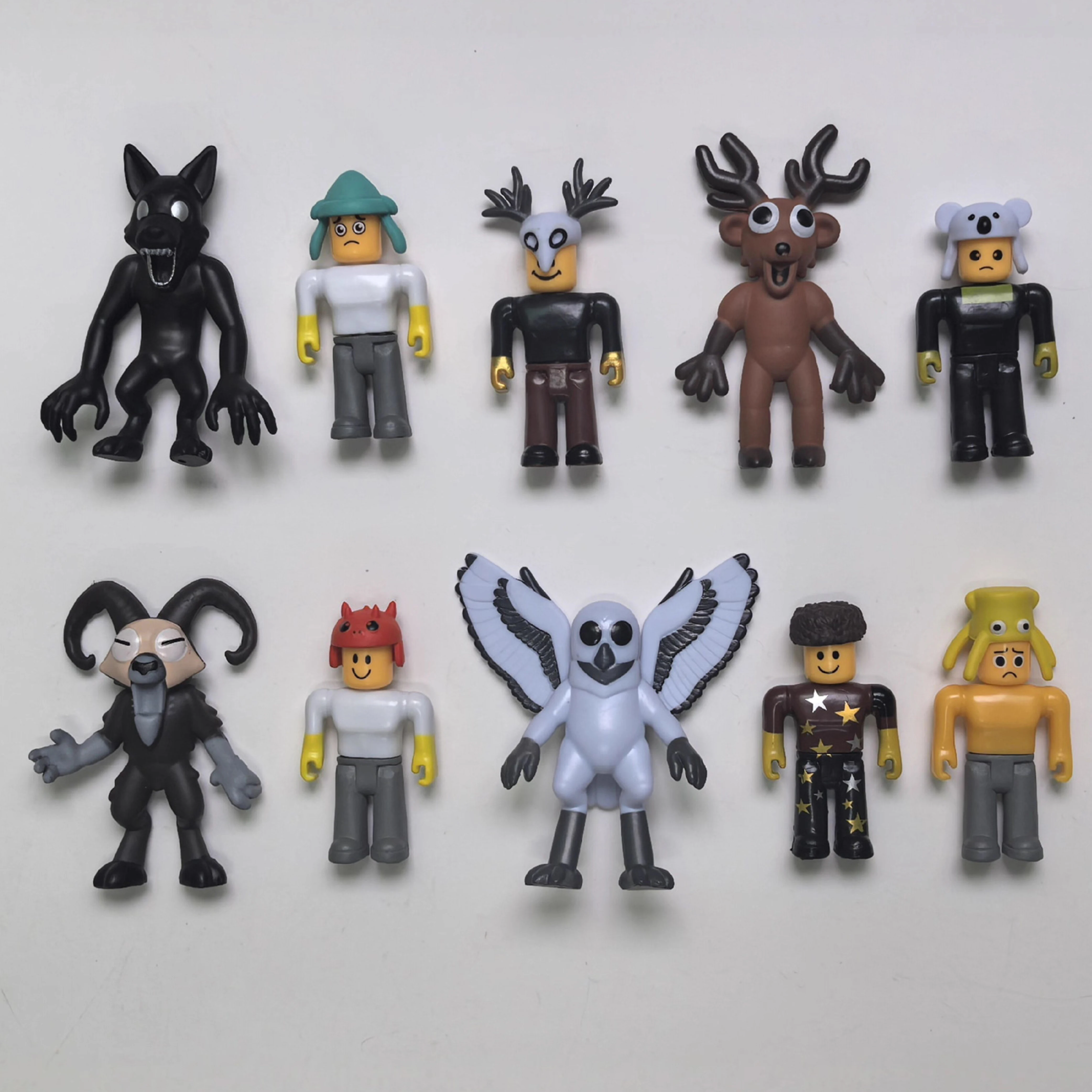 10 قطعة 99 ليال في الغابة الغزلان البومة الماعز لاعب بطل الرواية شخصية الوحش مجموعة نموذج تمثال لعبة بلاستيكية هدايا عيد الميلاد