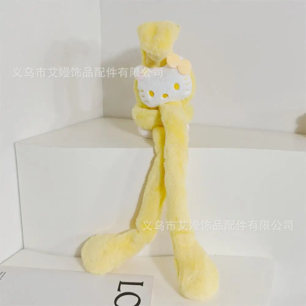 Penutup Telinga Boneka Hello Kitty yang Lucu, Telinga Bergerak, Anime Sanrio, Kt, Anak, Musim Dingin, Tebal, Hangat, Lembut, Imut, Hadiah Festival untuk Anak Perempuan, Pelindung Telinga