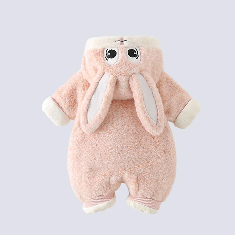 IYEAL طفل دافئ الصوف رومبير الشتاء طفلة الزي في الهواء الطلق سوبر لطيف أرنب بذلة الخريف والشتاء معطف القطن سميك