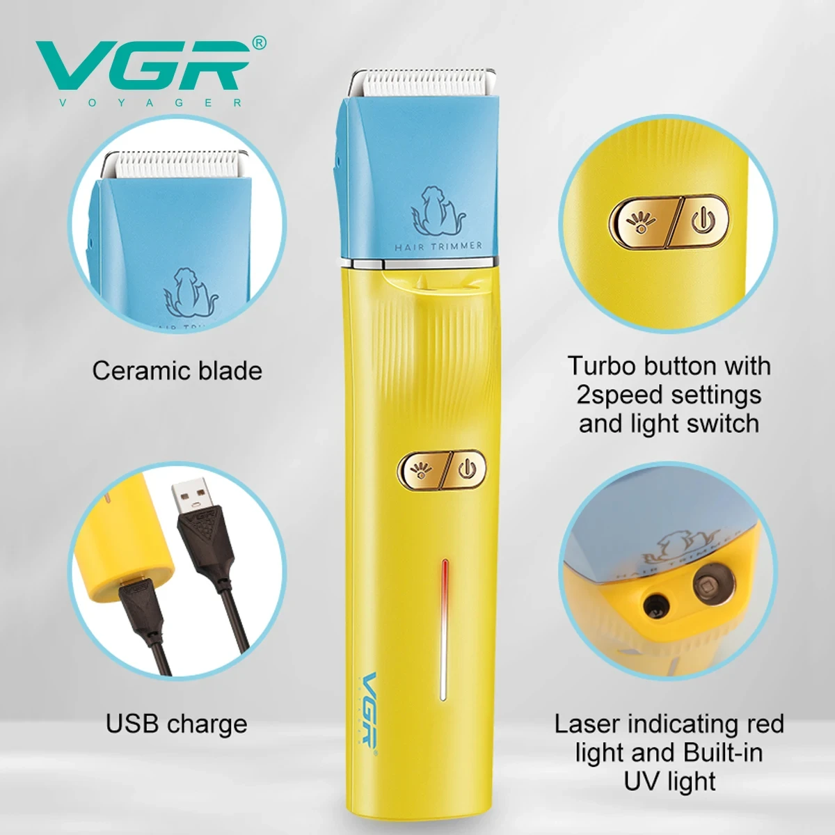 VGR V-219 المهنية الحيوانات الأليفة الشعر التشذيب مجموعة 3 في 1 المنزلية الكلب ماكينة حلاقة القط المتقلب ذكي شاشة ديجيتال الحيوانات الأليفة Tr