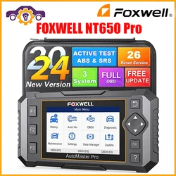 2024 FOXWELL NT650 Pro NT650PRO OBD2 Scanner Auto ABS SRS Code Reader Diagnostic Tool EPB OIL DP-F TPMS 25+ Reset Free Update