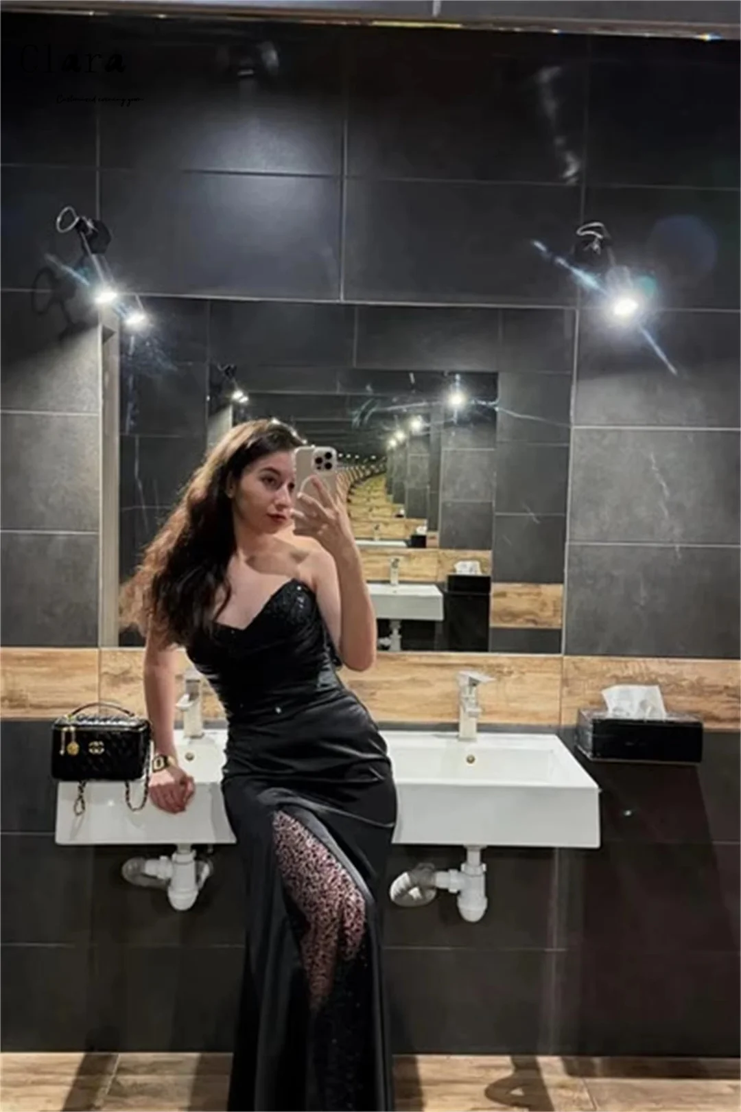 Clara Custom Black Sequin Sweetheart Ärmellos Elegante und formelle Damenkleider Ballkleider Luxuskleider Kleid Party Abend