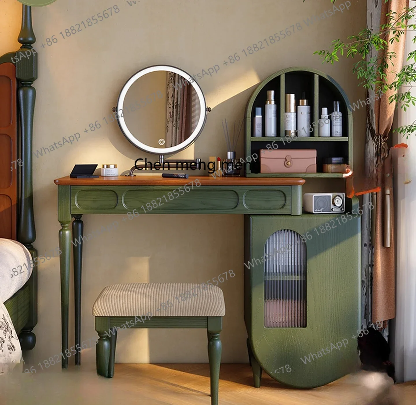 

ZJFrench retro style dresser, vintage style master bedroom dressing table, telescopic dresser, chest of drawers integrated