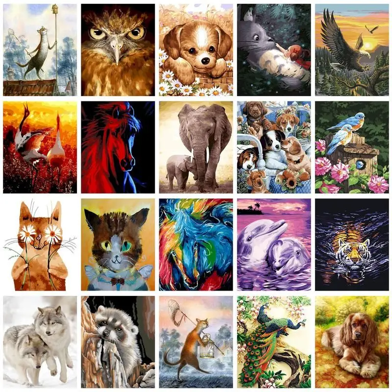 

CHENISTORY Painting By Number Cat Animal Drawing On Canvas HandPainted Art Gift DIY Picture By Number Kits Home Decor