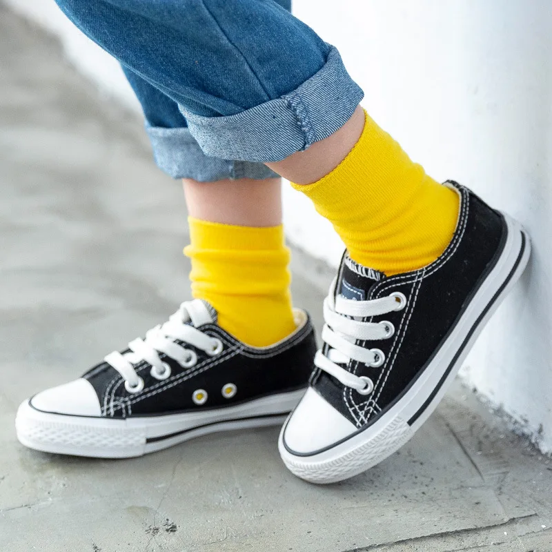 Children's Socks Cotton Colorful Harajuku Retro Boys Girls Black Socks Kids Klein Blue School Casual In Tube Solid Sox Stylish