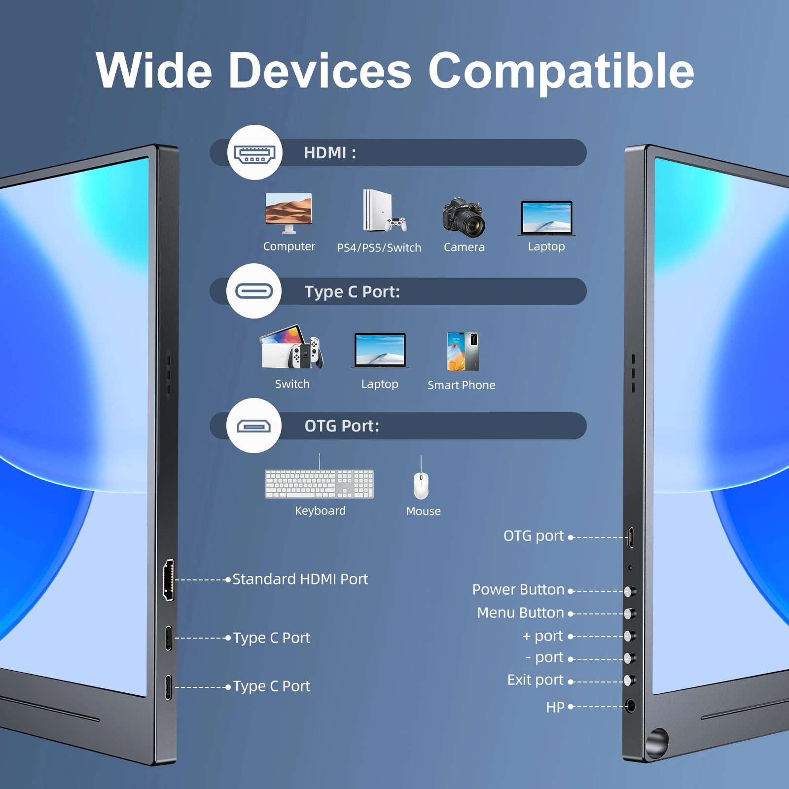 Imagem -03 - Cdisplay-fhd Monitor Portátil Mini Hdmi Usb c segundo Externo 156 Polegadas 1080p Laptop Desktop Macbook Iphone 15 Pro