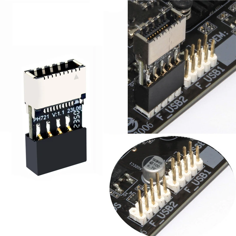 

1PCS USB 2.0 9-Pin Male to Type E Female Front Panel Socket to 9Pin Mainboard Header Extension Adapter Connector for Desktop PC