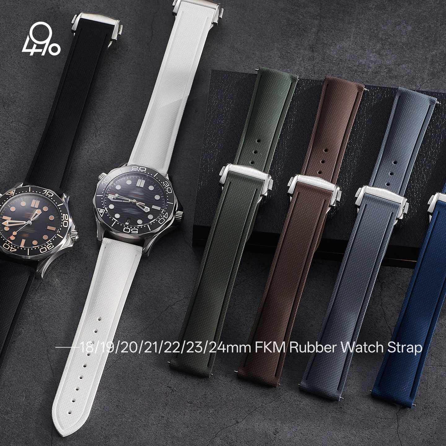 Quick Release Universal Bracelet 20mm 21/22mm Watch Bands 18/19mm/23mm/24mm FKM Rubber Watch Strap for Omega Rolex Tissot Seiko
