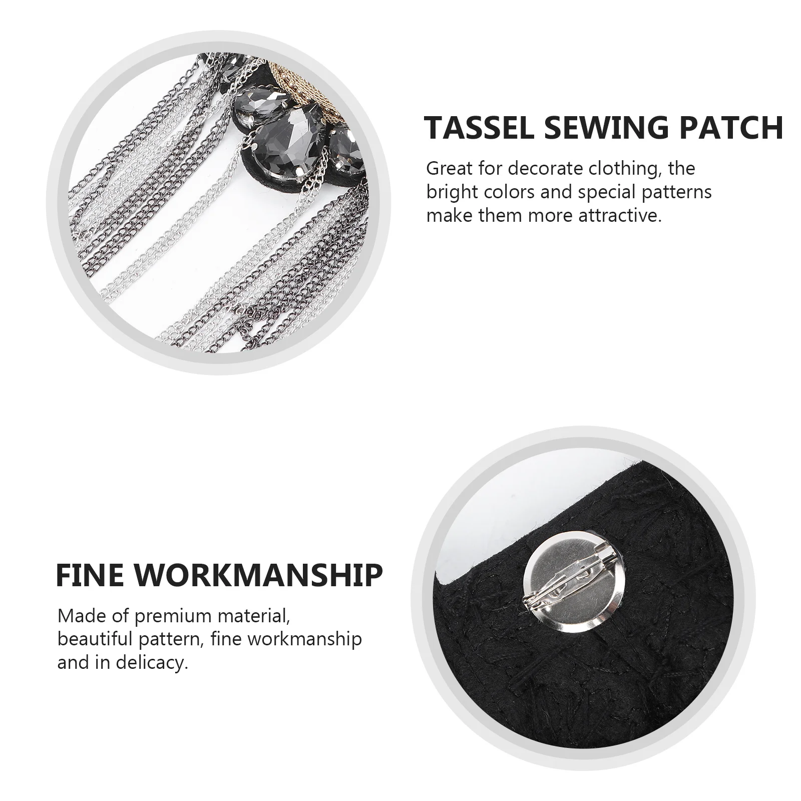 

Chest Pin Beautiful Beaded Tassel Sewing Patch Durable Decorative Cloth Shoes Bags DIY Craft Project Tassel Sewing Patch