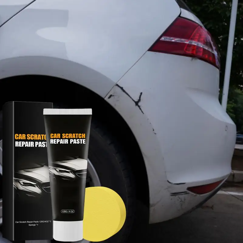 Car Scratch Eraser Rubbing Compound With Sponge 120g Effective Easy Professional Car Wax Scratch Remover For Moderate Scratches