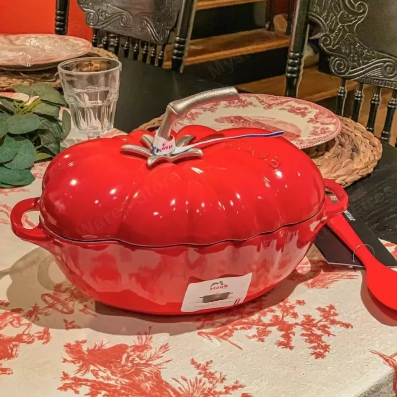 25cm Cast Iron Enamel Large Tomato Pot Uncoated Multi-purpose Pot Saucepan Does Not Pick The Stove Cookwere