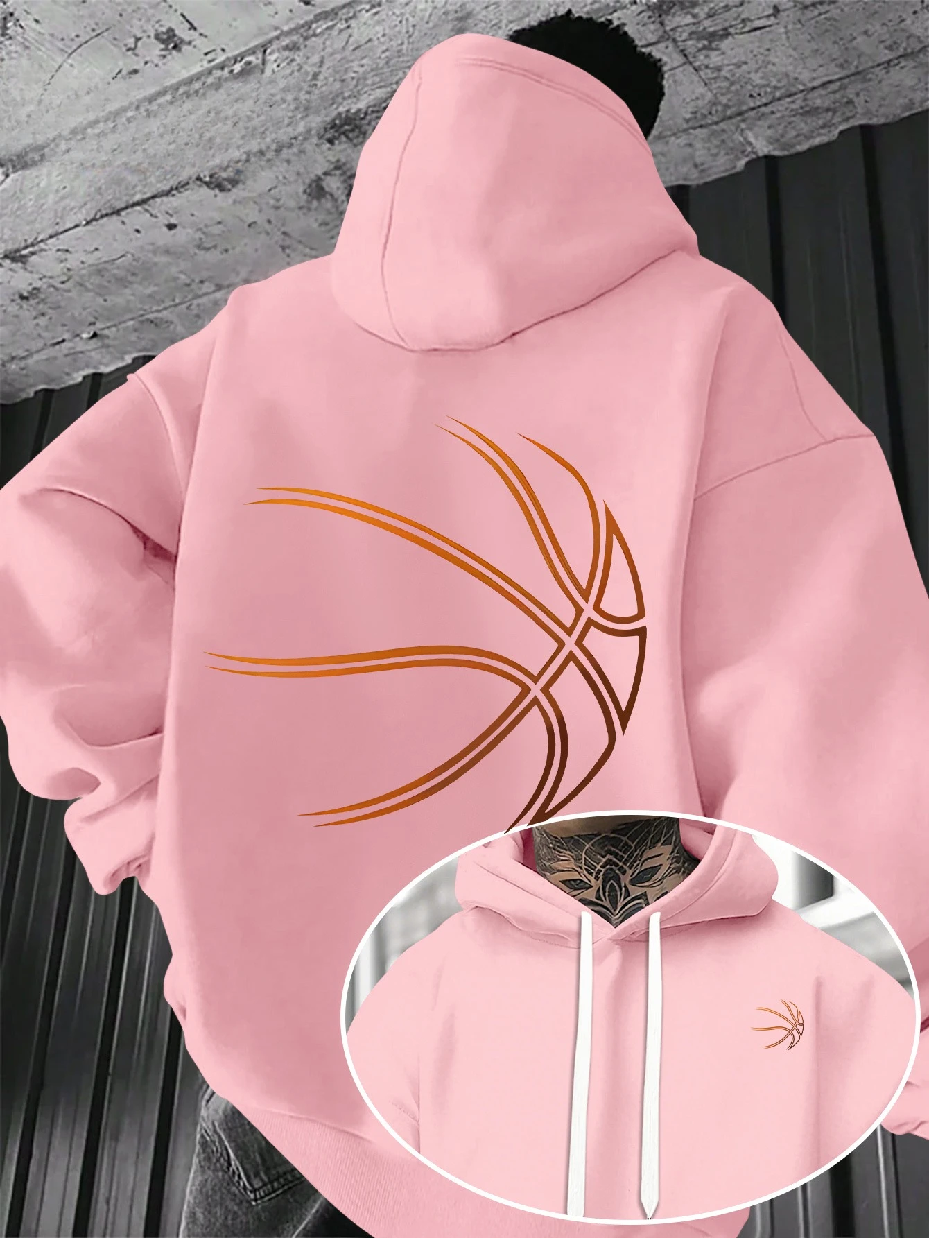 Herren Sport Hip-Hop Hoodie, Minimalistischer Basketball-Grafik-Streetwear, Russische Größe Fleece-Pullover Sweatshirt für Männer – Detail 5