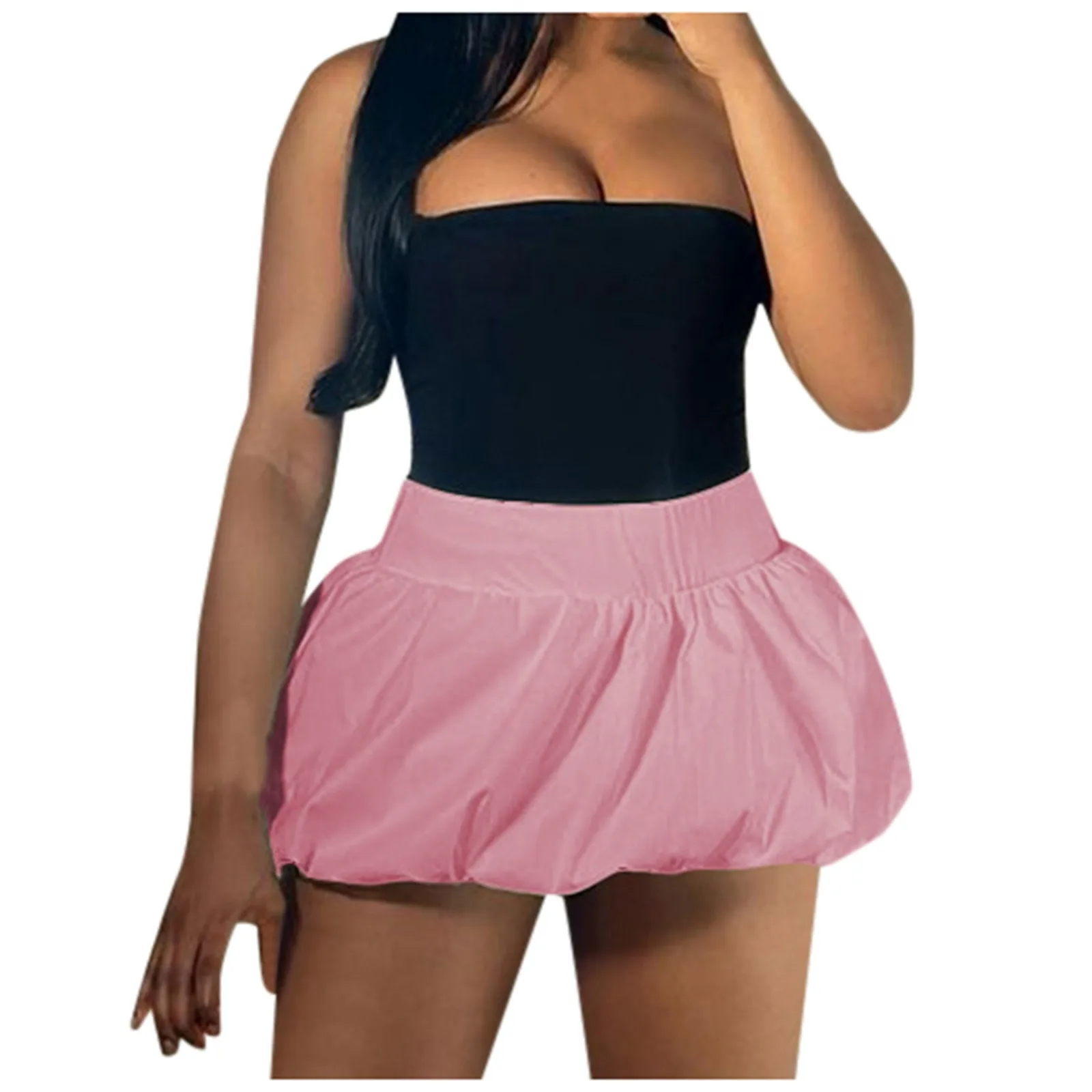 

Versatile Bubble Ultra Short Half Bodies Solid Color High Waisted Mini Skirt For Women Skirts Fashion Casual Ladies Skirts