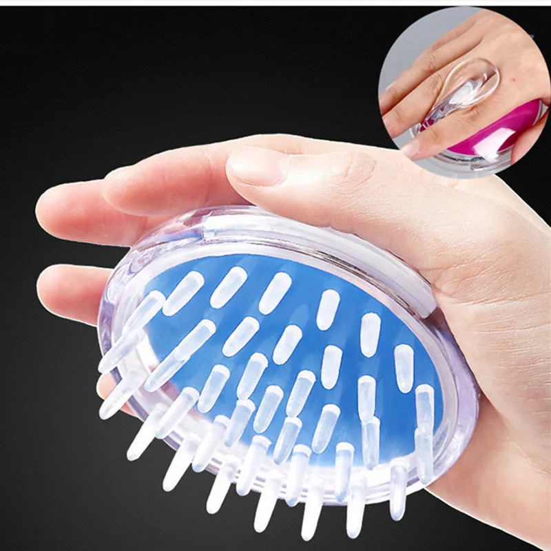 ซิลิโคนคริสตัลโปร่งใสหัวนวดแชมพูแปรงหวีนุ่มแปรงทำความสะอาด Scrubber ล้างฝักบัวอาบน้ำอุปกรณ์