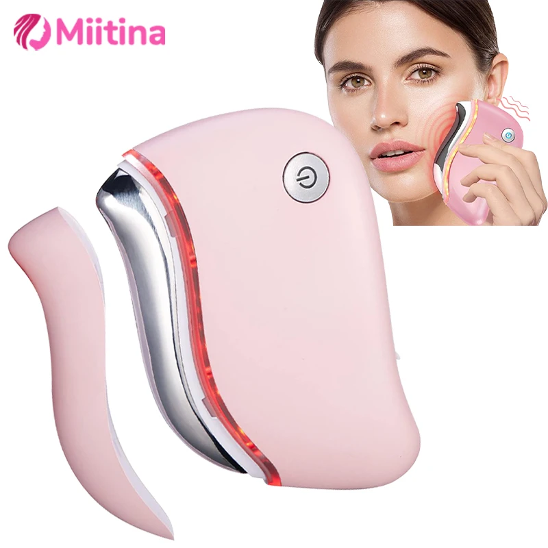 

4 in 1 Electric Gua Sha Board Facial LED Facial Massage Scraping Heating and Vibration Massager Face Lifting Firming Beauty Care