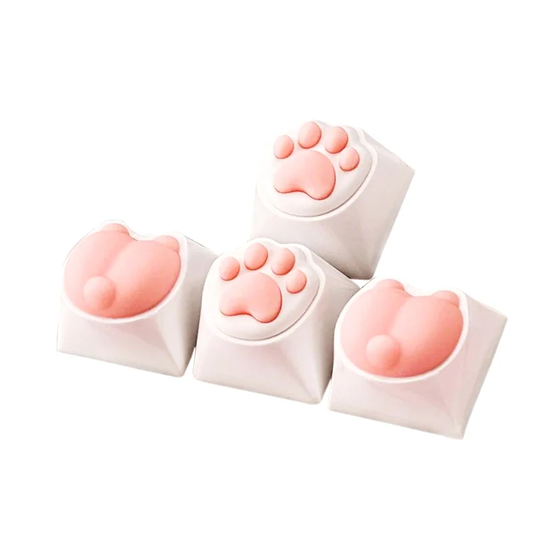 1pc Cute Cat Paw Keycaps For Mechanical Keyboard Cherry MX Switch DIY Custom Key Cap Soft Silicone Keycup Artisan Pink Color