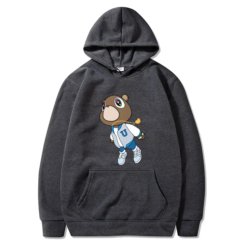 Kanye West Graduation Bear vintage Hoodie Men Women Hip Hop Pullover Streetwear oversized Unisex Long sleeve Hooded Sweatshirt