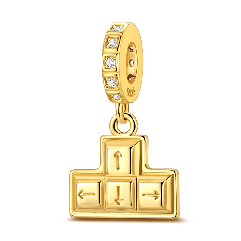 925 Sterling Silber Original Gold Serie Buch Stern Mond Nacht Anhänger Charms Perlen Passend für Armband DIY Anhänger für Damen Schmuck