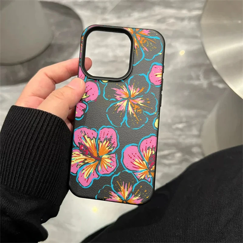 Colorful Hibiscus Flower Case For Samsung A05S A06 A07 A15 A16 A17 A34 A35 A53 A54 A55 S23 S24 FE S25 S26 Ultra A26 A36 A56 Case