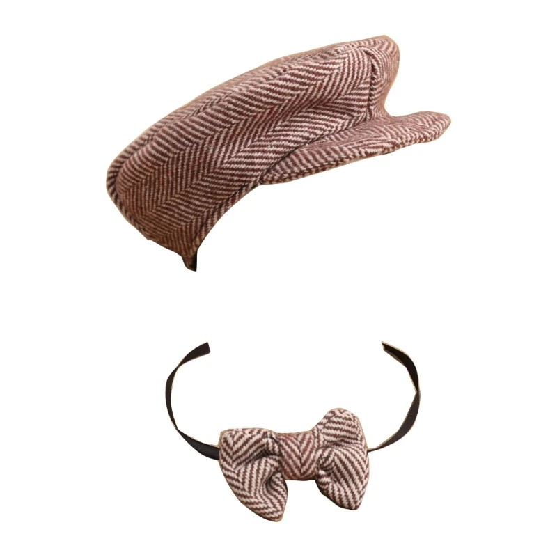 Newborn Baby Boys Photography Hat Bow Tie Props Costume Clothing Headdress Accessories Elegant Gentleman