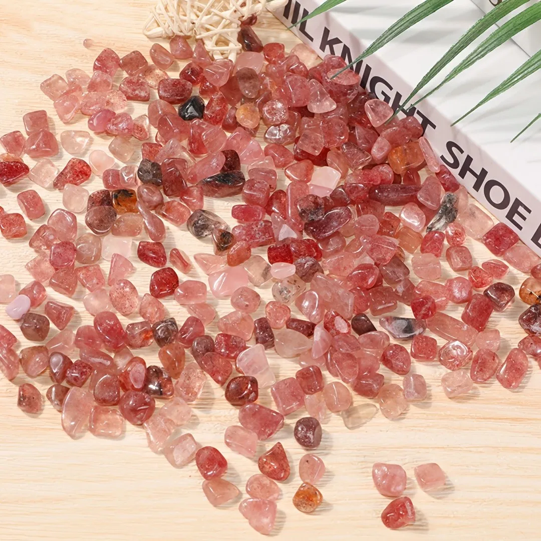 3-12 مللي متر رقائق كريستال كوارتز الفراولة ، رقاقة كوارتز الفراولة الطبيعية حجر الحصى الصخري كريستال ، أحجار كريستال حمراء مطحونة #5