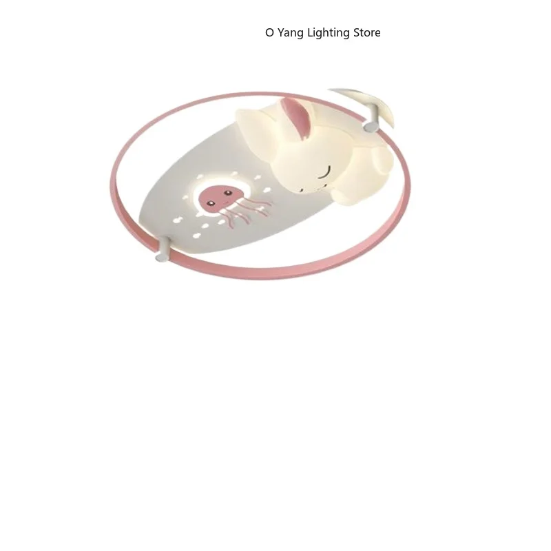 Cute Children's Room Lights LED White Rabbit Light Simple Cartoon Princess Room Little Girl Bedroom Decor Ceiling RC Dimming