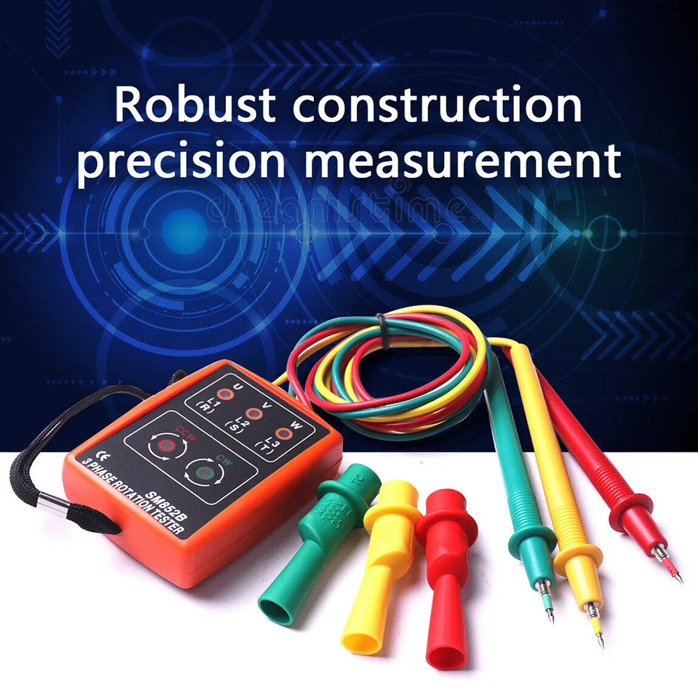 SM852B 3 Phase Rotation Tester LED Indicator Detector Meter For Open Phase Check And AC Circuit Testing Tool