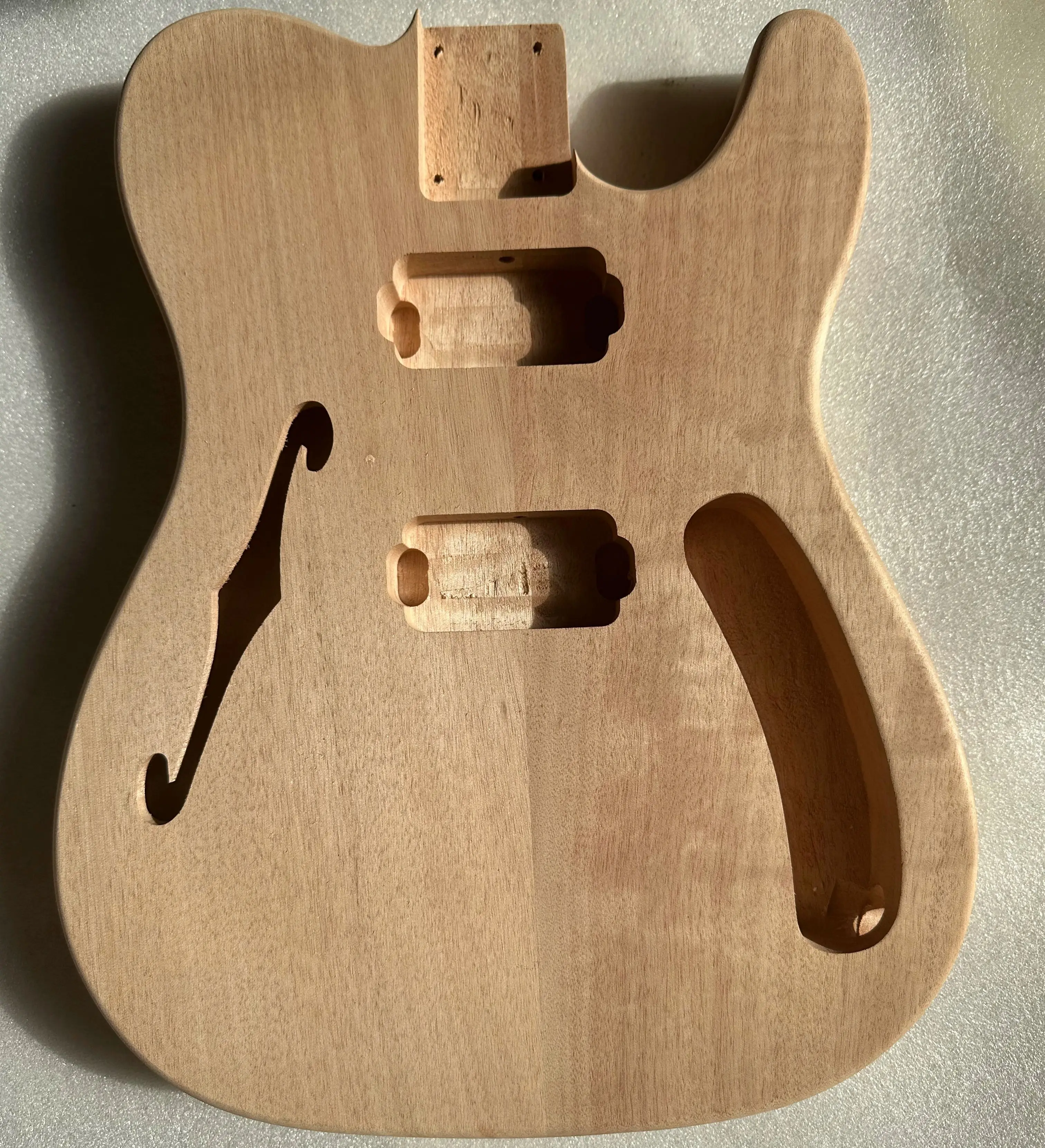 Advanced HH T L Electric Guitar Body, Unfinished Mahogany Wood,F Hole, DIY Replacement, Barrel Part, 5.65cm Pocket, High Quality