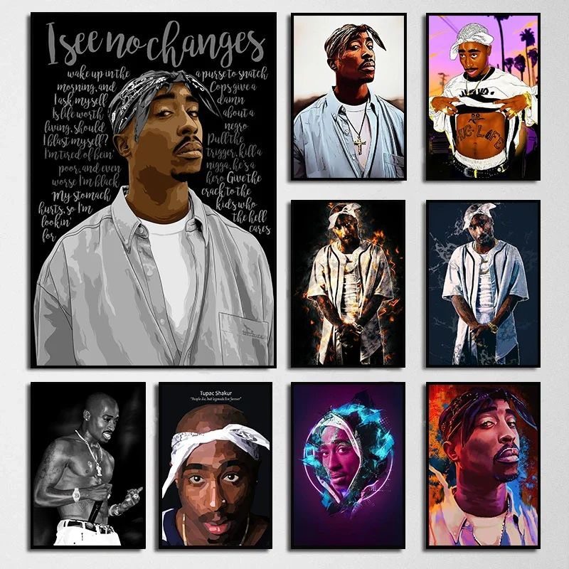 Tupac Shakur Wall Art Poster Hip Hop The B.I.G Biggie 2PAC Canvas Painting Prints Rapper Singer Picture For Living Room Decor