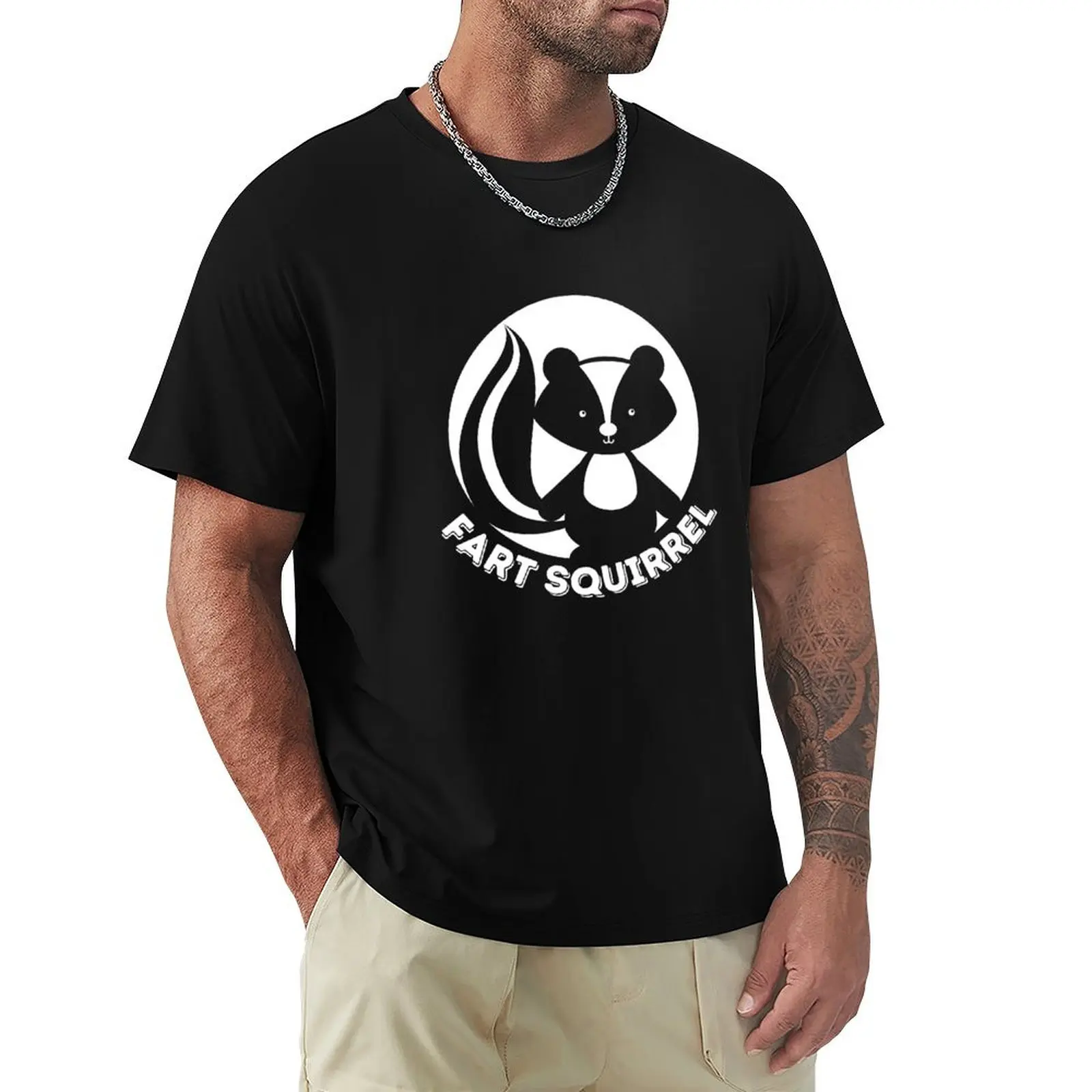 Fart Squirrel (black on white) T-Shirt oversized anime clothes plus sizes plus size tops sweat shirts, men