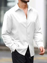 Men's Black White Solid Color Long Sleeve Cardigan Shirt Casual Knitted Top for Autumn Winter
