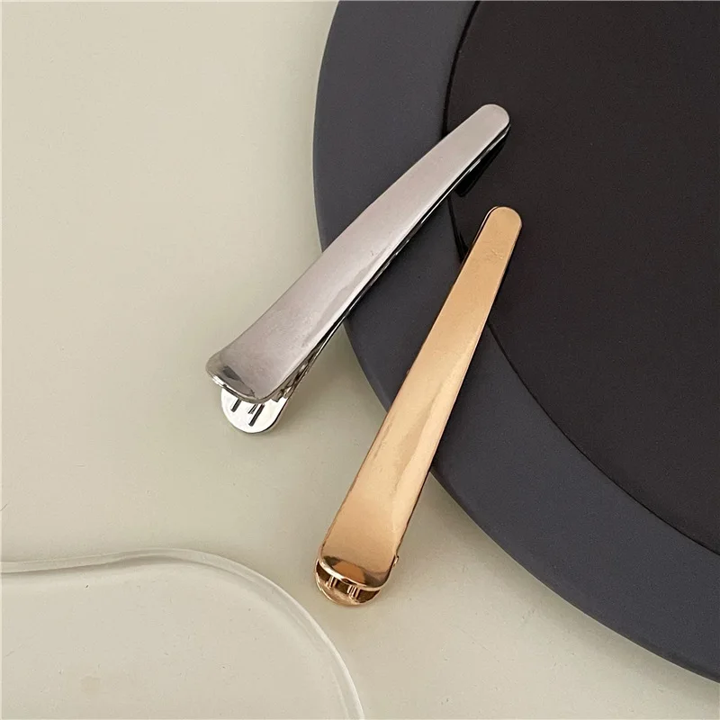 

Simple High-polishd Alloy Hair Clip 7.5cm Gold Silver Plated Duck Clip Barrette For Women Fashion Plain Side Hair Clip Hairpin